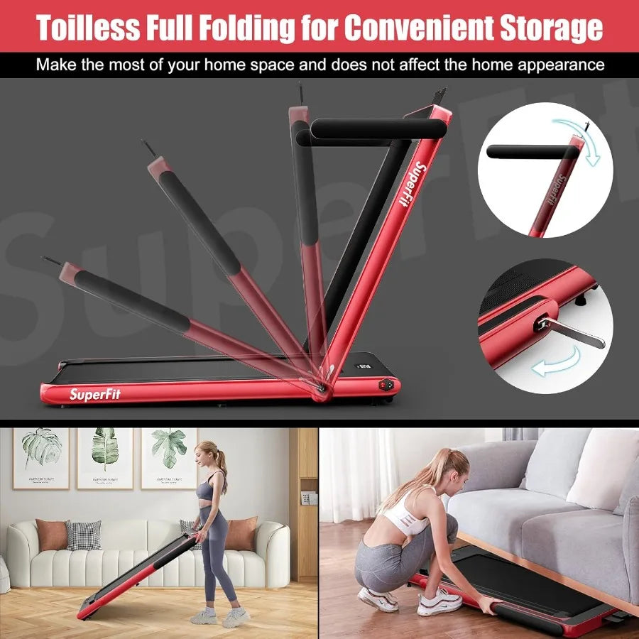 2 in 1 Folding Treadmill 2.25HP with Remote Control APP Control