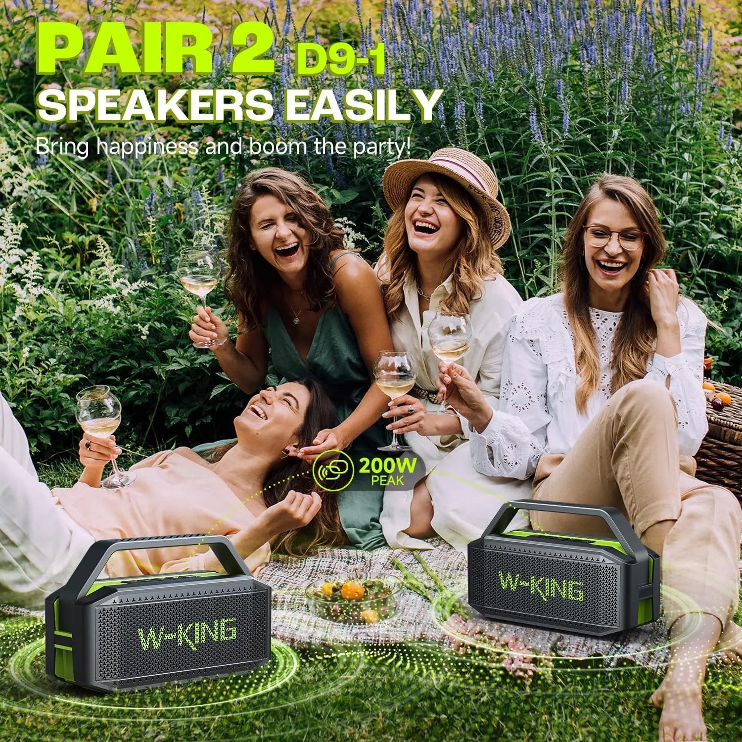 (100W Peak} Loud Bluetooth Speakers Wireless Waterproof Speaker