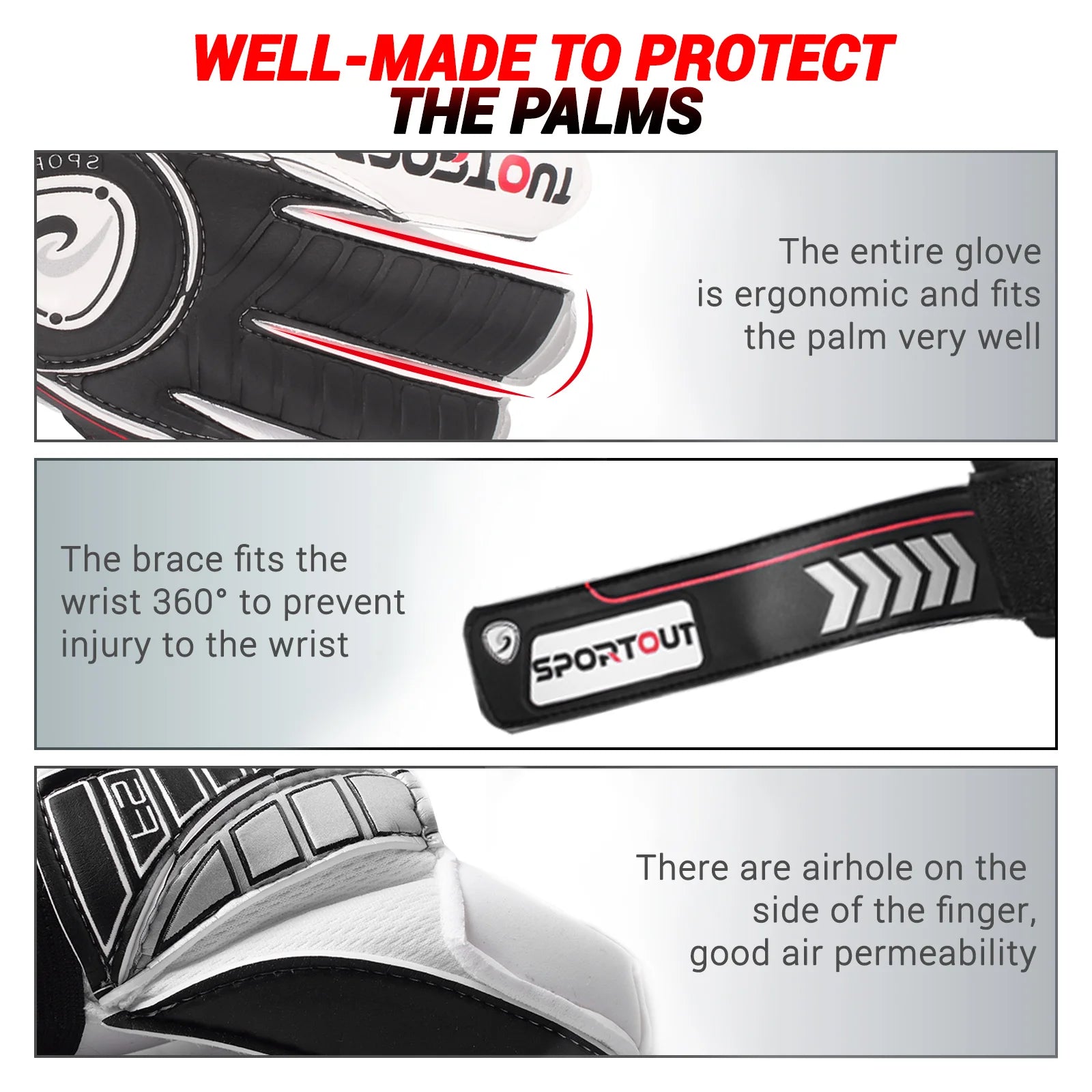 Sportout Goalie Gloves, Goalkeeper for Kids