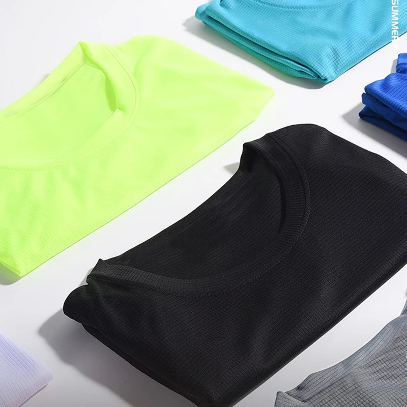Summer Men's Quick Dry Running Bodybuilding Shirts Oversized