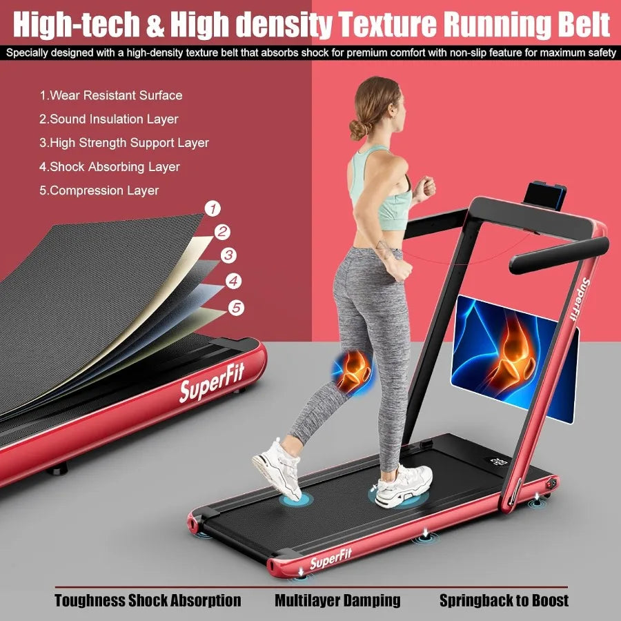2 in 1 Folding Treadmill 2.25HP with Remote Control APP Control