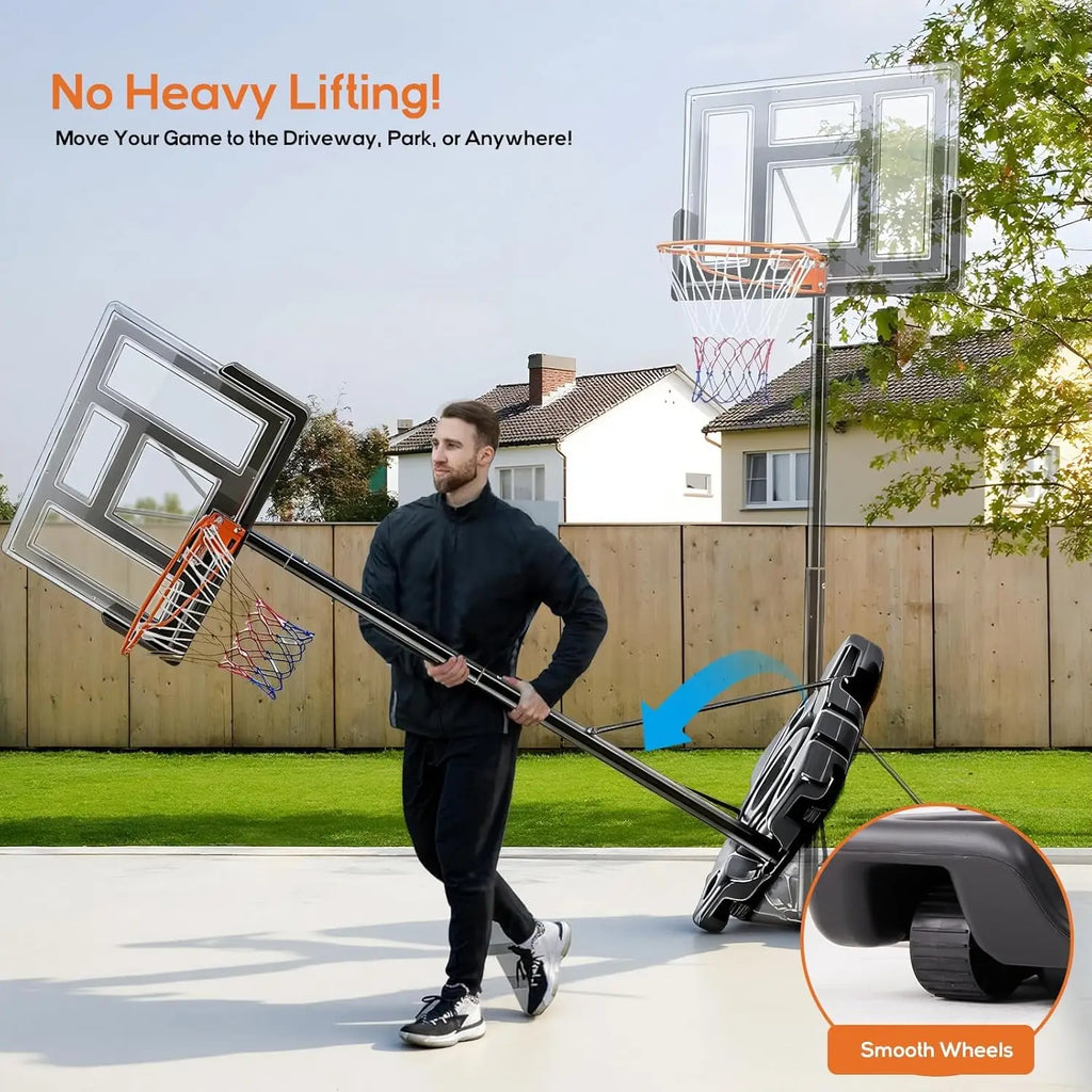 44 Inch Portable Basketball Hoop Outdoor, Adjustable