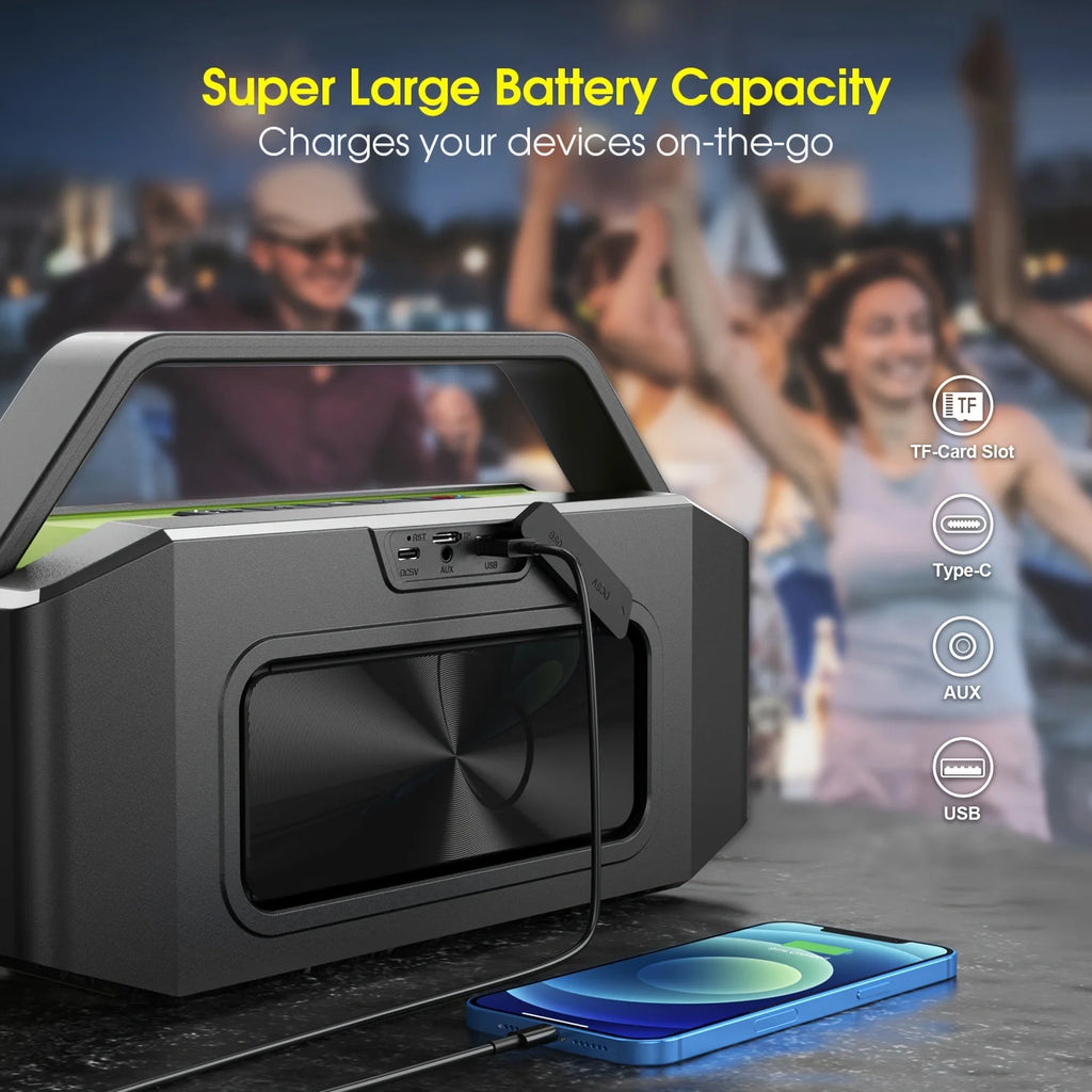 (100W Peak} Loud Bluetooth Speakers Wireless Waterproof Speaker