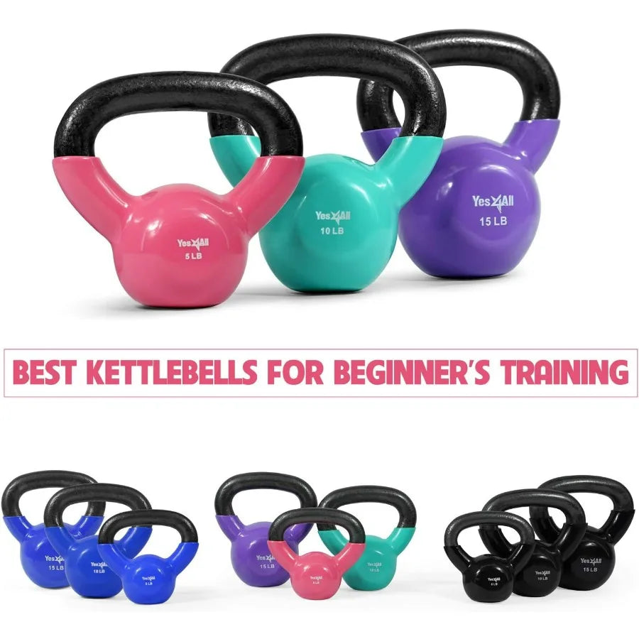 Vinyl Coated Kettlebell Iron Sets Full Body Workout